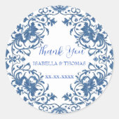 Sticker Rond Style élégant simple Fleur Bleue Blanc style (Devant)