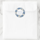 Sticker Rond Style élégant simple Fleur Bleue Blanc style (Sac)