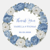 Sticker Rond Style élégant simple Fleur Bleue Blanc style (Devant)