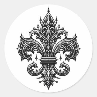 Sticker Rond Style gothique Fleur-de-lis