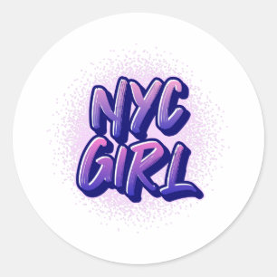 Sticker Rond Style Graffiti pour fille NYC