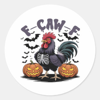 Sticker Rond Style humoristique gothique corbeau drôle F Caw F
