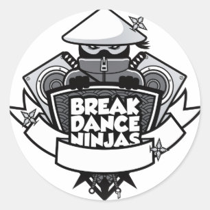 Sticker Rond Style japonais de crête de Breakdancing Ninja