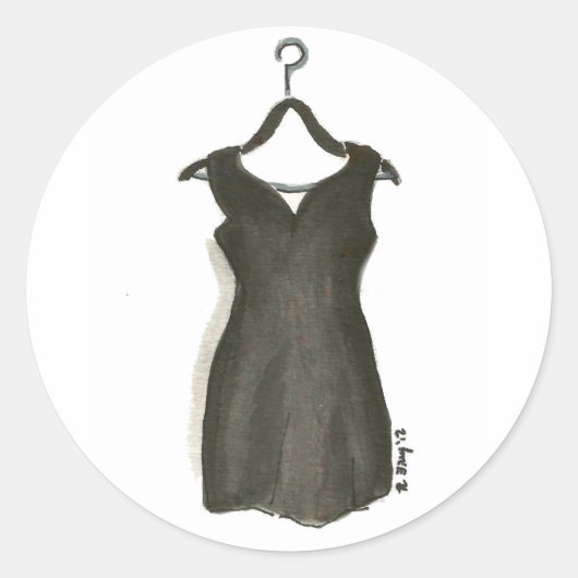 Sticker Rond Style Mode LBD Little Black Robe Fashionista (Devant)