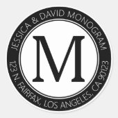 Sticker Rond Style moderne classique | Adresse de retour noir e (Devant)