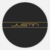 Sticker Rond Style moderne et modifiable Texte Or & Grilles (Devant)