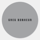 Sticker Rond Style moderne Nom de recherche | Gris et noir (Devant)