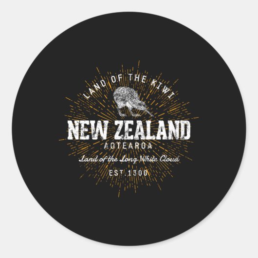 Sticker Rond Style Nouvelle-Zélande (Devant)