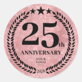 Sticker Rond Style Parties scintillant rose 25e anniversaire Lo (Devant)