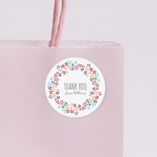 Sticker Rond Style Pastel Floral Merci Fleur style Pastel