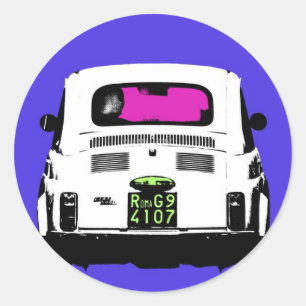 Sticker Rond style pop art Fiat 500 à Rome