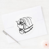 Sticker Rond Style rétro minimal Cheval Head Art animal (Enveloppe)