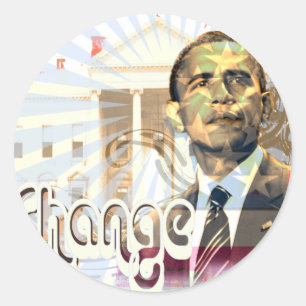 Sticker Rond Style rétro Obama Changement de typographie Vintag