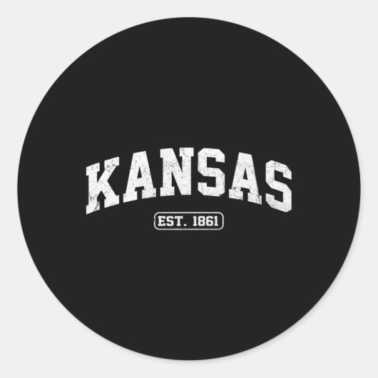 Sticker Rond Style sportif de l'État du Kansas (Devant)