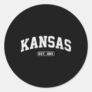 Sticker Rond Style sportif de l'État du Kansas