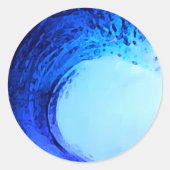 Sticker Rond Style surf cool Blue Wave (Devant)