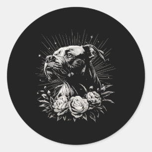 Sticker Rond Style tatouage Lover American Staffordshire Terrie