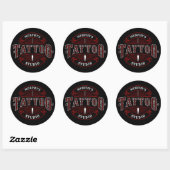 Sticker Rond Style traditionnel AJOUTER LE NOM Tattoo Studio Sh (Feuille)