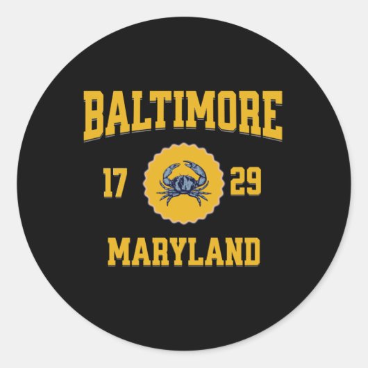 Sticker Rond Style universitaire Baltimore Maryland College (Devant)