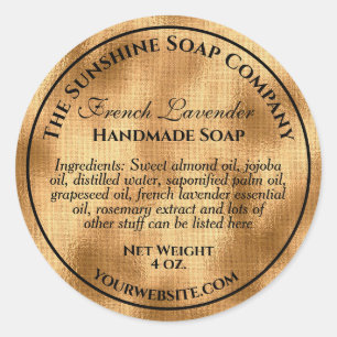 Sticker Rond Style vintage tressé feuille d'or soap cosmétique