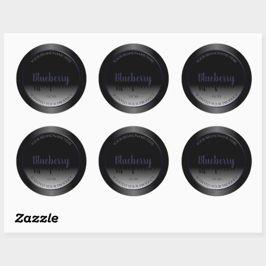Sticker Rond Stylish Black and White Product Labels Blue Frame (Feuille)
