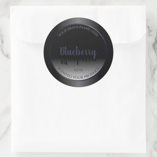 Sticker Rond Stylish Black and White Product Labels Blue Frame (Sac)