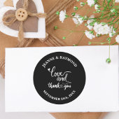 Sticker Rond Stylish Black Custom Love and Thank You Wedding