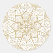 Sticker Rond Stylish Boho White Gold Mandala Floral (Devant)
