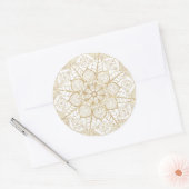 Sticker Rond Stylish Boho White Gold Mandala Floral (Enveloppe)