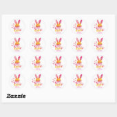 Sticker Rond Stylish bunny ears pink Happy Easter (Feuille)