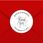 Sticker Rond Stylish Merci Calligraphie Mariage Faveur