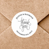 Sticker Rond Stylish Merci Calligraphie Mariage Faveur