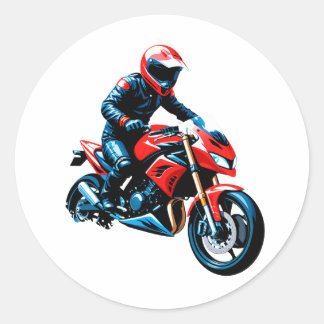 Sticker Rond Stylish Motorcycle Rider