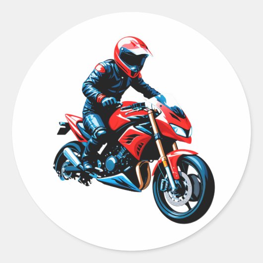 Sticker Rond Stylish Motorcycle Rider (Devant)