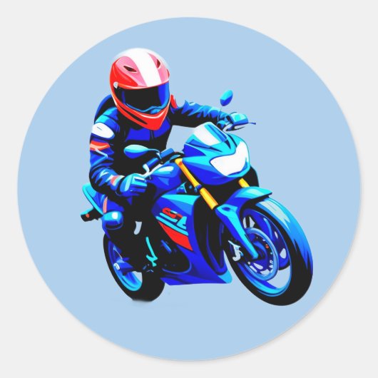 Sticker Rond Stylish Motorcycle Rider (Devant)