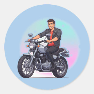Sticker Rond Stylish Motorcycle Rider