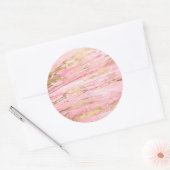 Sticker Rond Stylish Pink Gold Abstract Marble Liquid Paint (Enveloppe)