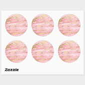 Sticker Rond Stylish Pink Gold Abstract Marble Liquid Paint (Feuille)