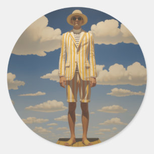 Sticker Rond Stylish Retro Beachwear Ftriking Summer Fashion