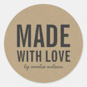 Sticker Rond Stylish Rustic Bold Fabriqué avec l'amour Faux Kra (Devant)