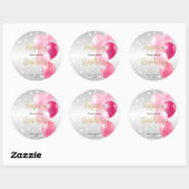 Sticker Rond Stylish Starry Joyeux anniversaire et ballons rose (Feuille)