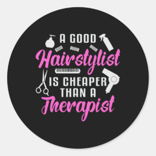 Sticker Rond Styliste Cheveux Barber Ciseaux Thérapie Cheveux C