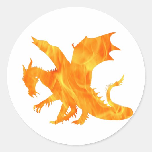Sticker Rond Stylized image of Dragon in flame (Devant)
