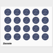 Sticker Rond Stylo moderne Mariage de script Noms Marine Bleu (Feuille)