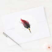 Sticker Rond Stylo rouge en plumes avec nib or (Enveloppe)