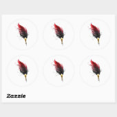 Sticker Rond Stylo rouge en plumes avec nib or (Feuille)