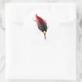 Sticker Rond Stylo rouge en plumes avec nib or (Sac)