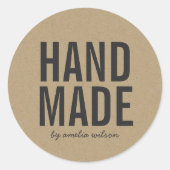 Sticker Rond Stylo Rustique Bold Faux Kraft fait main (Devant)