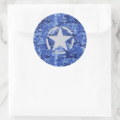 Sticker Rond Stylo Star Retro Camouflage bleu marine (Sac)