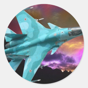 STICKER ROND SU-30 JET DE COMBATTRE RUSSE